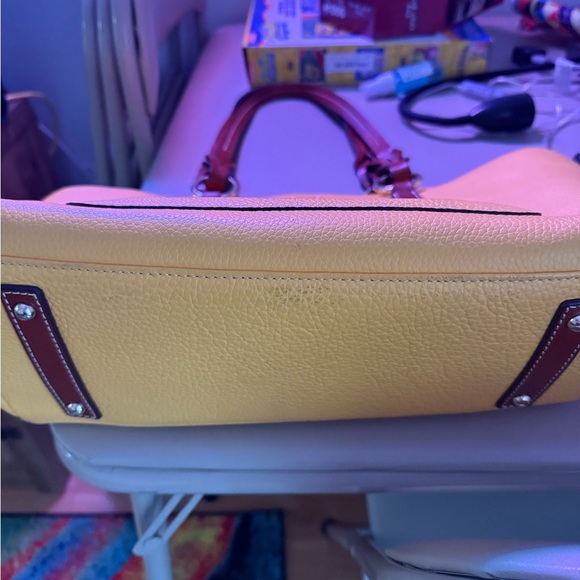 Dooney & Bourke Vibrant Orange Tote with Braided Red Handles - Picture 3 of 4